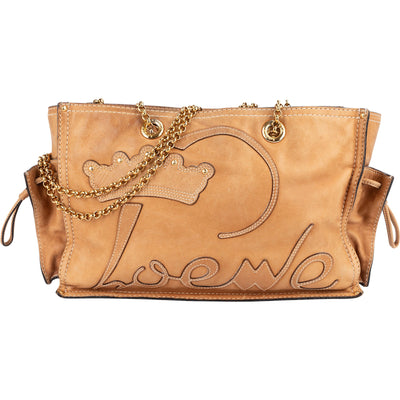 Loewe Leather Crowns Tote Chain Crossbody Bag