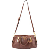Prada Brown Calfskin Bowler Satchel Handbag