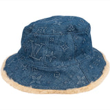 Louis Vuitton Monogram Denim Shearling Bob Hat M77127