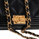 Chanel Quilted Caviar Leather Boy Wallet On Chain Crossbody Bag