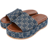 Gucci Denim GG Platform Slide Sandal Sandals (38)