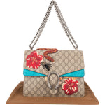 Gucci Monogram GG Supreme Floral and Snake Embroided Dionysus Shoulder Bag - vintageandkickz