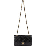 Chanel Quilted Lambskin 24K Gold Small Double Flap Crossbody Bag