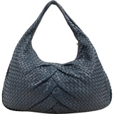 Bottega Veneta Blue Intrecciato Quilted Leather Belly Shoulder Bag
