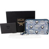 MCM Visetos Monogram Denim Jacquard Small Zip Wallet