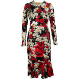 Dolce & Gabbana Multicolor Stoff Floral Print Mock Neck Mermaid Dress (IT44)