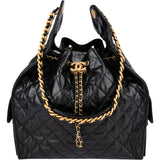 Chanel 25 Quilted Lambskin Drawstring Jumbo Bucket Shoulder Bag