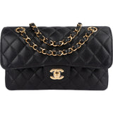 Chanel Quilted Caviar Leather Small Double Flap Shoulder Bag