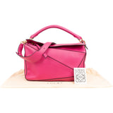 Loewe Pink Grained Calfskin Puzzle Crossbody Handbag