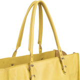 Balenciaga Yellow Leather Paper Bag Side Zip Tote Handbag