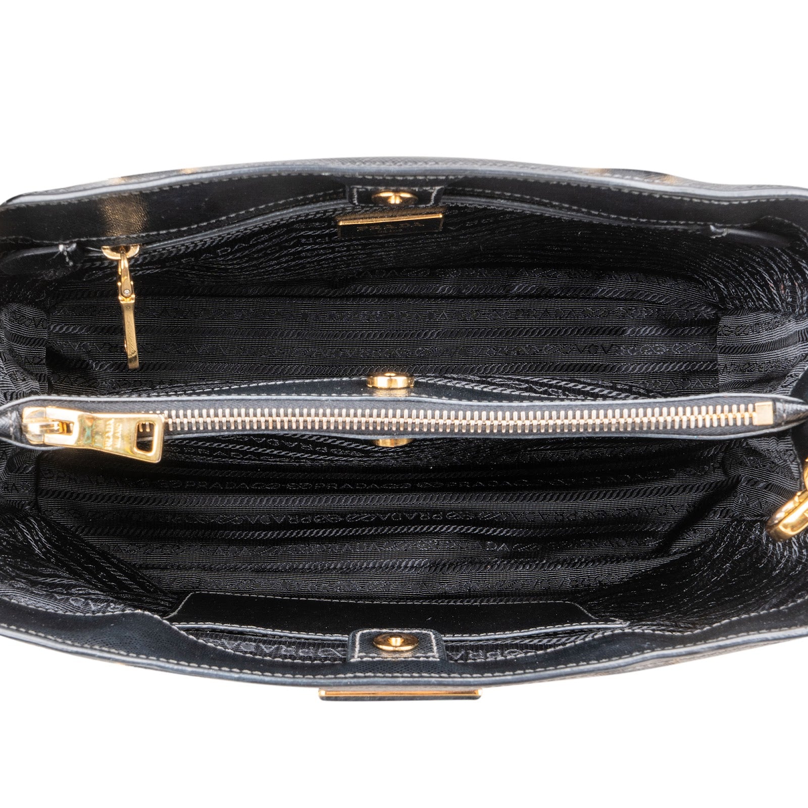Prada Black Saffiano Leather Galleria Handbag - vintageandkickz
