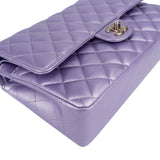 Chanel Quilted Metallic Lambskin Medium Double Flap Crossbody Bag