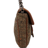 Prada Tweed Ricamo Visone Mini Flap Shoulder Bag