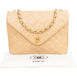 Chanel Quilted Lambskin 24K Gold Single Flap Shoulder Bag