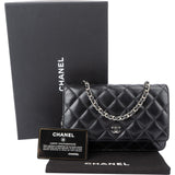 Chanel Quilted Lambskin Palladium Wallet On Chain Crossbody Bag