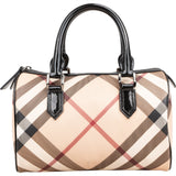 Burberry Nova-Check Monogram Patent Leather Nova Check Small Boston Bag Handbag