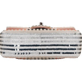 Chanel Vertical Striped Sequin Single Flap Crossbody Bag