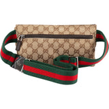 Gucci Grained Leather Monogram GG Canvas Small Crossbody Belt Bag