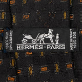 Hermès Noir Patterned Silk Tie Krawatte