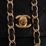 Chanel Quilted Lambskin 24K Gold Half Moon Single Flap Shoulder Bag