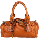 Chloé Cognac Grained Leather Paddington Satchel Handbag