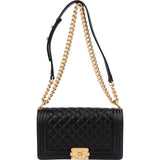 Chanel Quilted Lambskin Medium Boy Single Flap Crossbody Bag