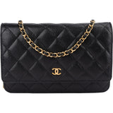 Chanel Quilted Caviar Leather Wallet on Chain Crossbody Bag