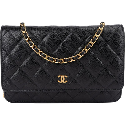 Chanel Quilted Caviar Leather Wallet on Chain Crossbody Bag