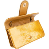 Chanel Crinkled Stitched Patent Leather Chain Around Single Flap Shoulder Bag
