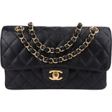Chanel Quilted Caviar Leather Gold Small Double Flap Shoulder Bag