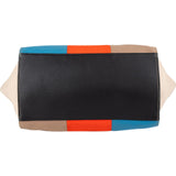 Céline Bicolor Leather Multicolor Striped Cotton Trapeze Handbag