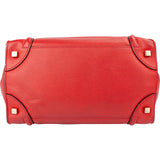 Celine Red Drummed Calfskin Luggage Handbag