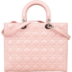 [🔄️B09 / F25] Christian Dior Pink Patent Leather Large Lady Dior Handbag - vintageandkickz