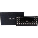Prada Saffiano Shine Leather Studded Cystal Continental Wallet