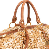 Miu Miu Woven Raffia Bauletto Coffer Handbag