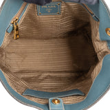 Prada Blue Vitello Daino Leather Hobo Shoulder Bag