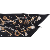Hermès Noir Silk Les Clés Twilly Tuch Scarf
