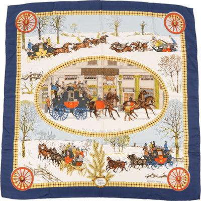 Hermès Hiver en Poste Silk Carre 90 Scarf Tuch