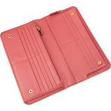 Prada Saffiano Leather Zip Around Clip Organizer Wallet