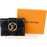 Louis Vuitton Noir Leather LV Circle Emblem Compact Wallet