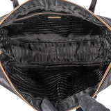 Prada Black Calf Leather Metal Grommet Bauletto Handbag