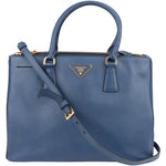 Prada Blue Saffiano Leather Galleria Handbag - vintageandkickz