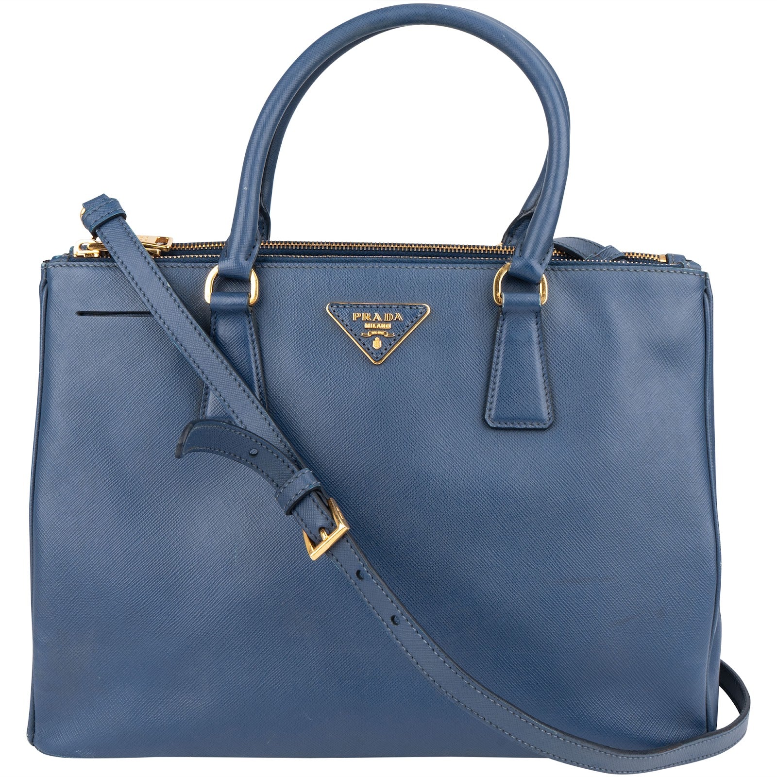Prada Blue Saffiano Leather Galleria Handbag - vintageandkickz