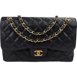 Chanel Quilted Caviar Leather Jumbo Double Flap Crossbody Bag