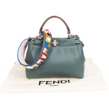 Fendi Petrol Leather Peekaboo Mini Handbag