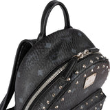 MCM Visetos Monogram Black Small Studded Stark Backpack
