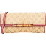Gucci Monogram GG Canvas Bamboo Bar Clutch Crossbody Bag