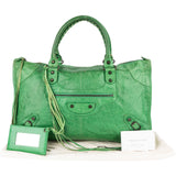 Balenciaga Green Leather City Handbag
