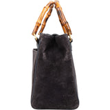 Gucci Suede Bamboo Handle Small Tote Handbag