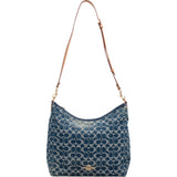 Coach Monogram Signature Denim Hobo Crossbody Bag